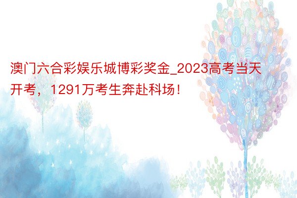澳门六合彩娱乐城博彩奖金_2023高考当天开考，1291万考生奔赴科场！